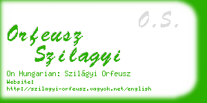 orfeusz szilagyi business card
