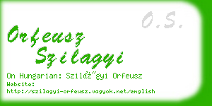 orfeusz szilagyi business card